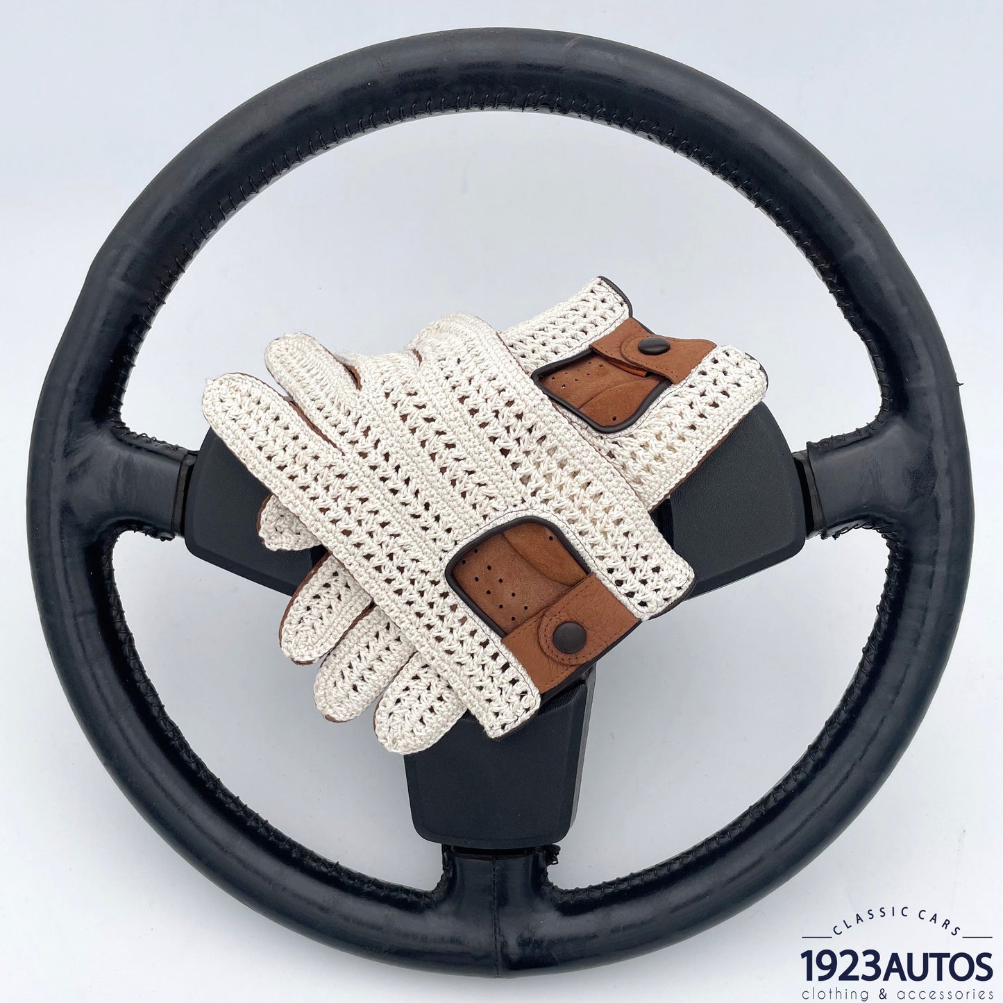 Gants de Conduite Cuir Marron Crochet Tabac