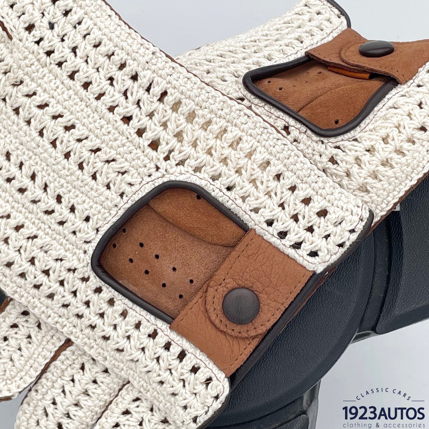Gants de Conduite Cuir Marron Crochet Tabac