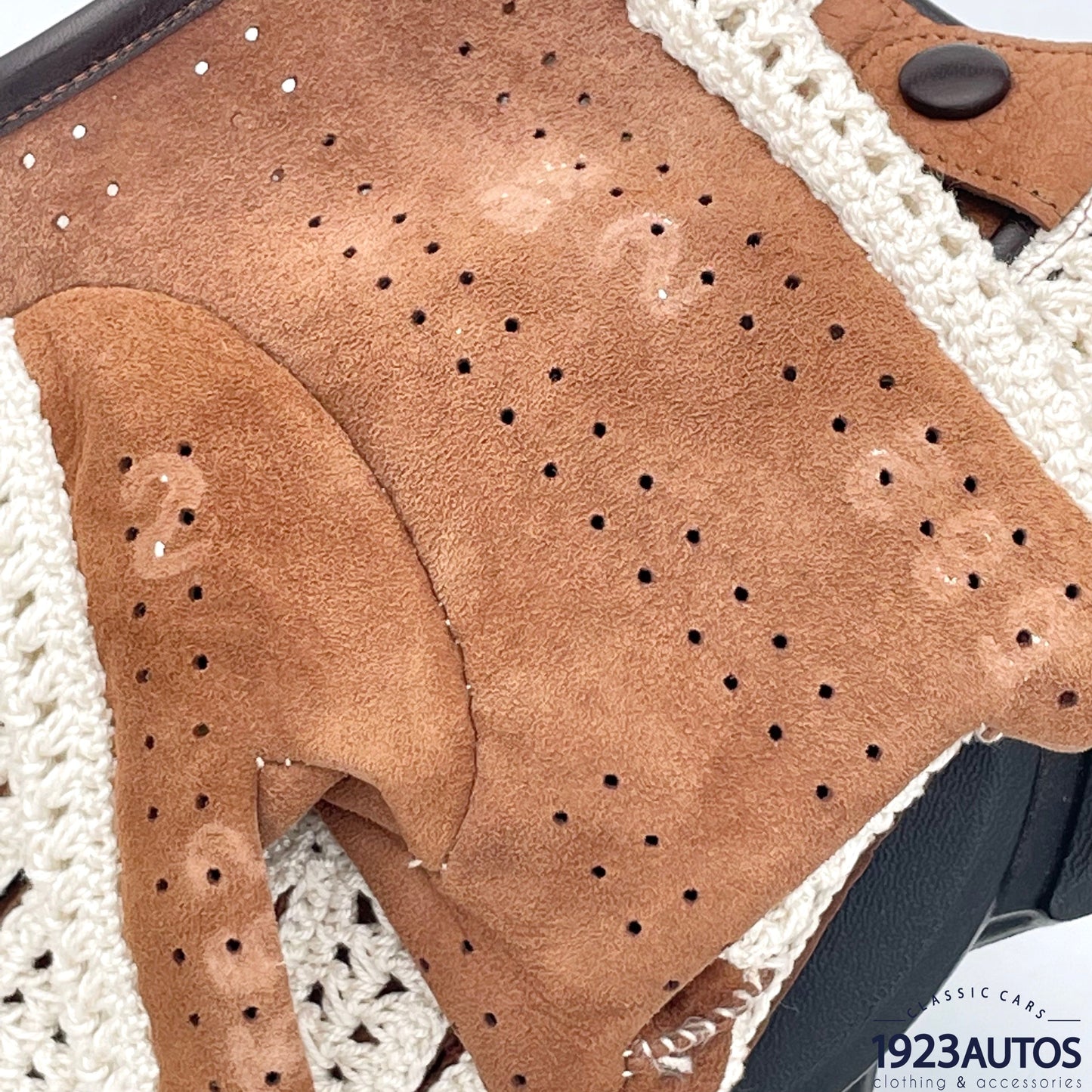 Gants de Conduite Cuir Marron Crochet Tabac