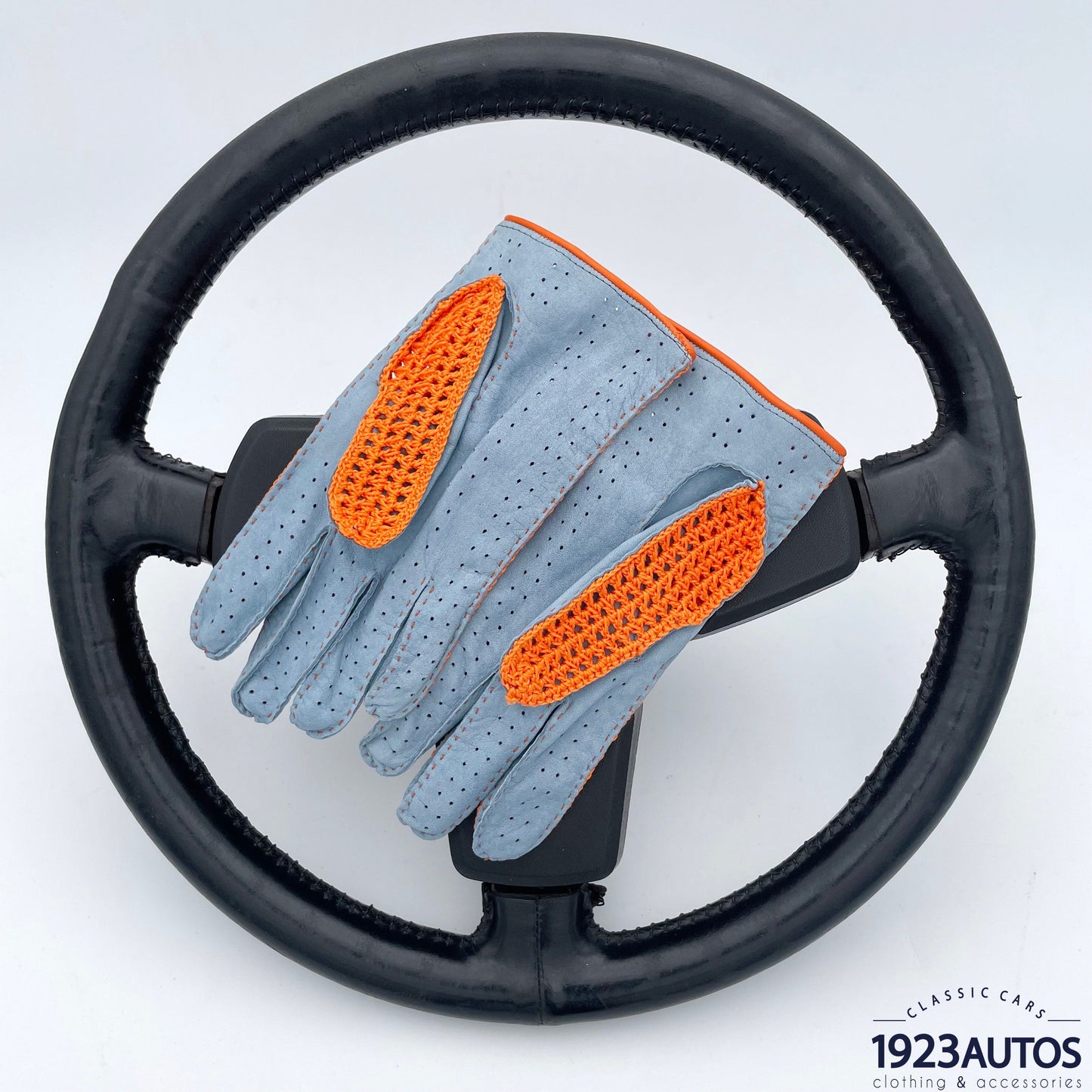 Gants Bleu Ciel et Crochet Orange