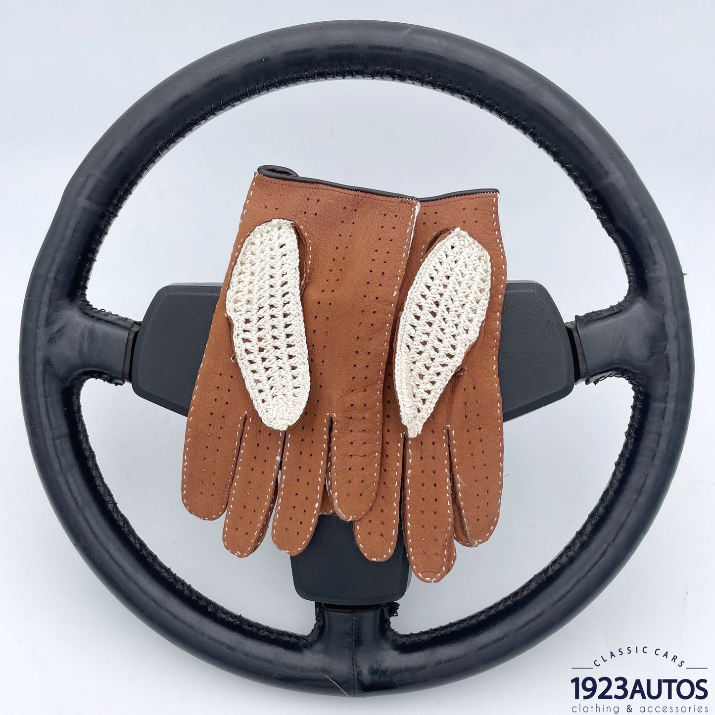 Gants de Conduite Cuir Marron Crochet Tabac