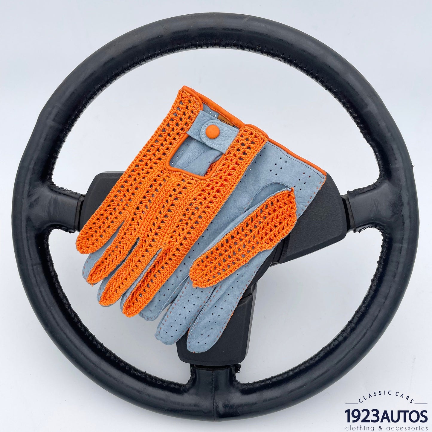 Gants Bleu Ciel et Crochet Orange
